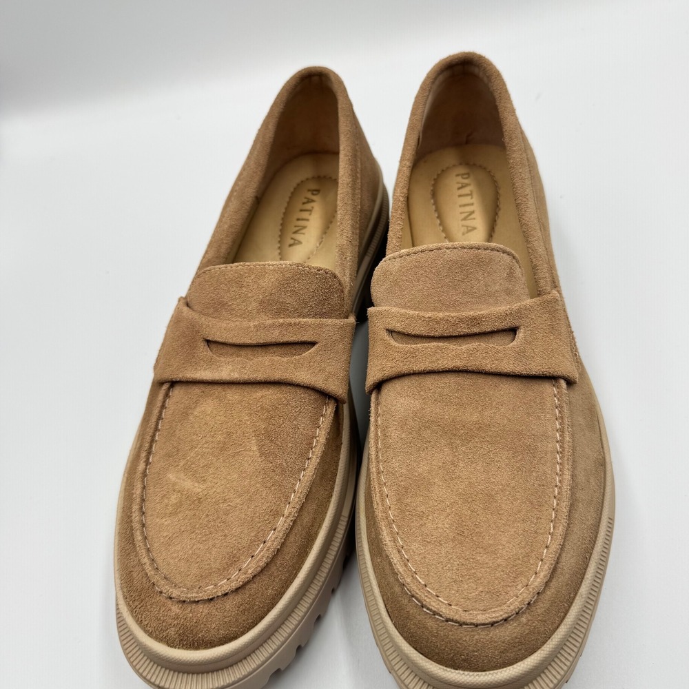 Portland Leather Patina Zoe Chunky Suede Platform Penny Loafer Shoes 10.5